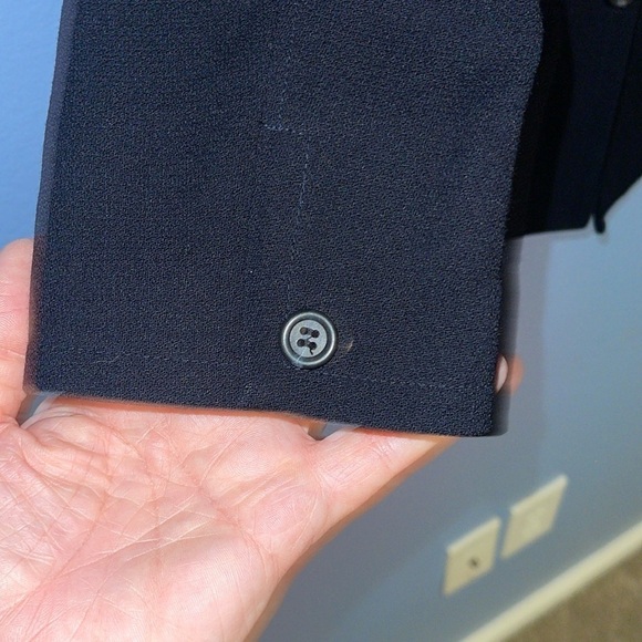 I Crew Navy Blue 100% Wool Longline Collarless Blazer Coat Size 8. G - Picture 4 of 5